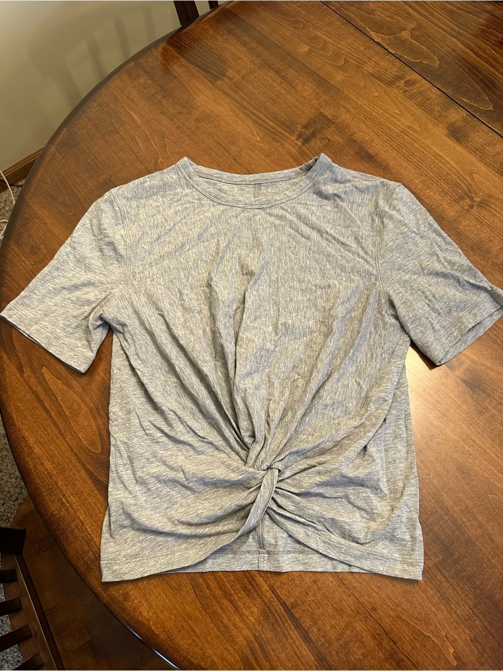 lululemon Heather Gray Short Sleeve Twist-Front Tee